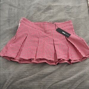 Fashion Nova Red Gingham Skater Skirt